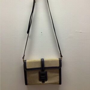 Canvas leather lining crossbody bag preowned